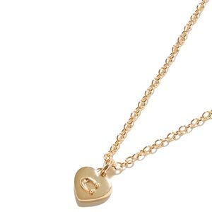 NWT Coach 14K Gold Heart Shaped Pendant Necklace with C Logo Accent